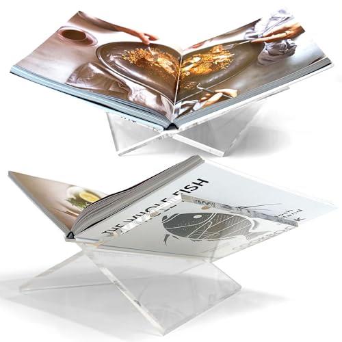 Acrylic Book Stand | Book Display Stand | Large | Angled | Book Holder | Bible Stand | Cookbook Stand | Recipe Holder | Sturdy | Modern Clear Acrylic | for Reading & Displaying Your Favorite Book