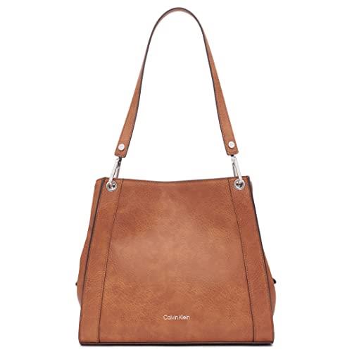 Calvin Klein Reyna Novelty Triple Compartment Shoulder Bag, Caramel Mix, One Size