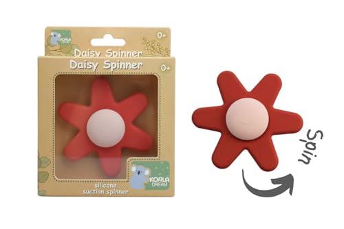 Koala Dream - CA3028A Silicone Daisy Spinner RED- Spinning Daisy Toy with Suction Base