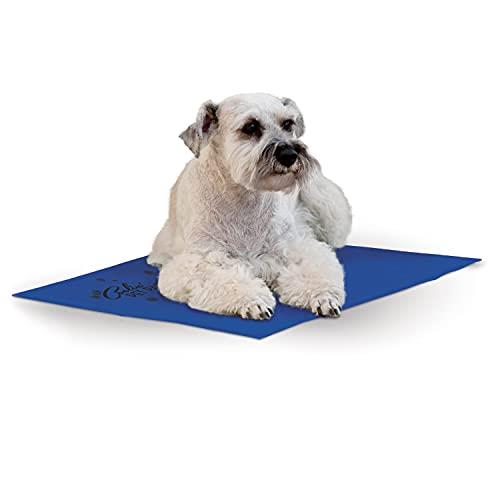 K&H Pet Products Dog Cooling Mat, Outdoor Pet Bed Cooling Pad for Dog Travel Carriers, Easy Carry Non-Toxic No Gel Cooling Dog Bed for Summer, for Cats, Rabbits and More - Blue Medium 20" x 15"