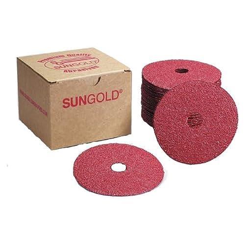 Sungold Abrasives 16901 24 Grit Aluminum Oxide Fiber Disc with 4-1/2" x 7/8" Centerhole (Pack of 25)