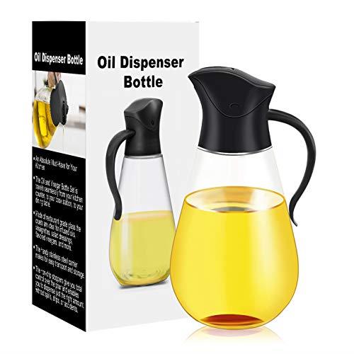 Yelocota Oil Dispenser Bottle,Cooking Container Bottle 18.6 oz Glass Olive Oil Dispenser Non-Drip Kitchen Vinegar Barbecue Marinade Dispenser Bottle With Scale and Non-Slip Handle for Kitchen