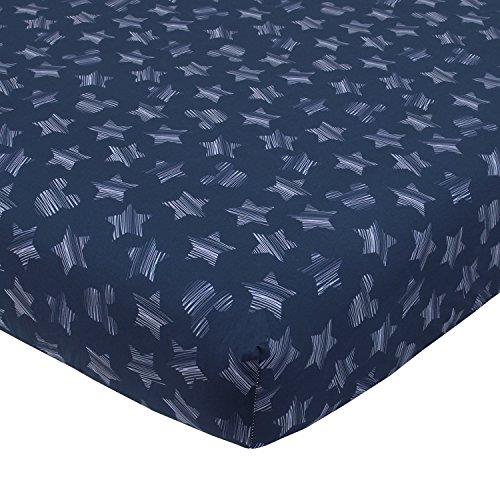 Disney Mickey Mouse Hello World Star/Icon 100% Cotton Fitted Crib Sheet, Navy, White