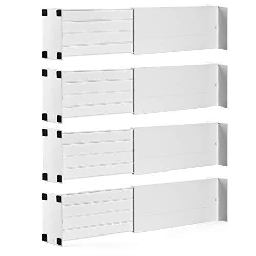 Dial Industries Adjustable Spring Loaded Drawer Dividers, Plastic, White, 4.5" Deep, Set of 4