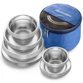 Wealers Stainless Steel Plates and Bowls Camping Set (24-Piece Kit) Small and Large Dinnerware for Kids, Adults, Family | Camping, Hiking, Beach, Outdoor Use | Incl. Travel Bag