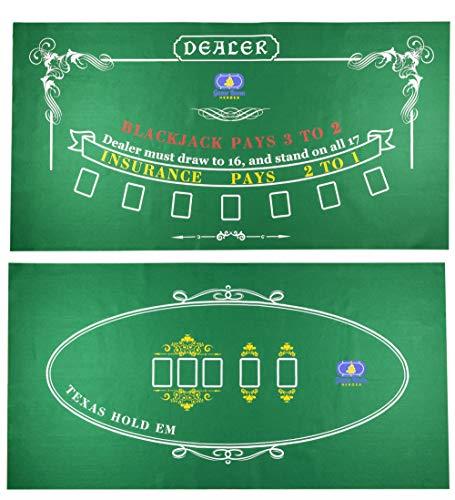 Game Room Heroes Tabletop Casino Felt for Texas Holdem Poker and Blackjack - Professional Grade Mat