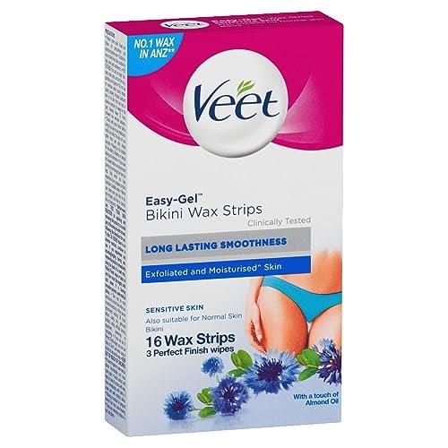 Veet Easy Gel Cold Wax Strips Bikini Sensitive Skin, 16 Pack