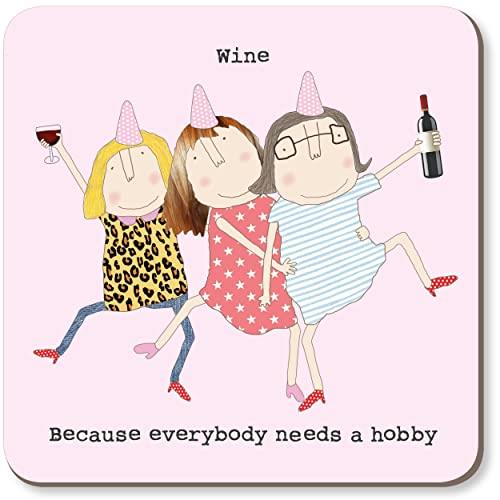 Rosie Made A Thing Wine Hobby Cork Backing Coaster, 10 cm x 10 cm