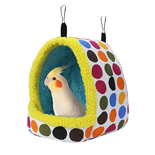 Bird Hanging Hammock Winter Warm Parrot Nest House Bed Plush Snuggle Pet Cave Hammock Toy for Conure Lovebird Budgie Parakeet Cockatiel Cage Accessory (Large)