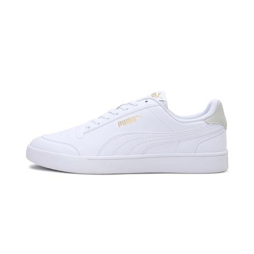 PUMA Men's Shuffle Sneaker, White/White/Team Gold, 9