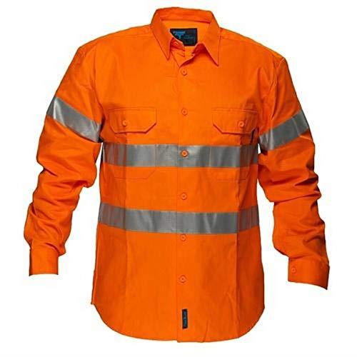 Prime Mover MA191 Hi-Vis Regular Weight Long Sleeve Shirt Orange, 3X-Large