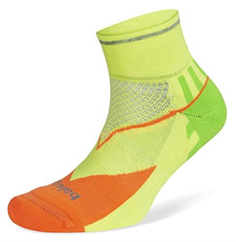 Balega Enduro Reflective Arch Support Performance Quarter Athletic Running Socks for Men and Women, Multi-neon, Medium
