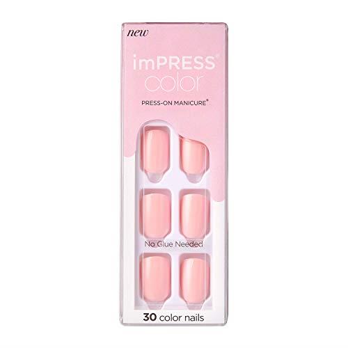 imPRESS KISS Color Gel Nail Kit, Pick Me Pink, with PureFit Technology, Polish-Free Colour Mani, Includes Prep Pad, Mini File, Cuticle Stick, and 30 Fake Nails