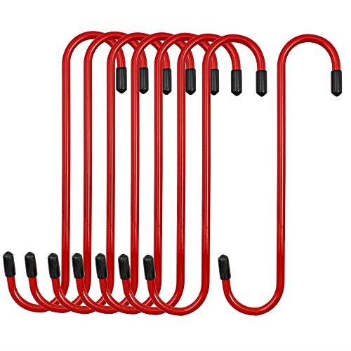 4LIFETIMELINES Brake Caliper Hanger Hooks, Durable Steel, Red Powder Coated with Rubber Tips, for Automotive Work on Brake Axle and Suspesion Systems - 8 Pack
