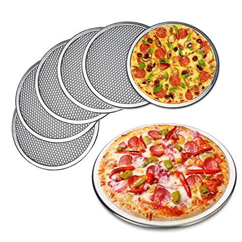 6 Packs Aluminum Alloy Pizza Pan with Holes, 10 Inch Commercial Grade Pizza/Baking Screen for Oven Round Pizza Crisper Tray Pizza Baking Tray for Home Restaurant, Seamless (10-Inch, Pack of 6)