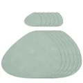 AHHFSMEI Placemats Set of 6 Faux Leather Place mats for Dining Table Heat-Resistant Non-Slip Washable Waterproof Coffee Mats Easy Clean Table Mats and 6 Coasters(Mint Green)