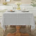 Laolitou Waterproof Tablecloths Rustic Tablecloth Cotton Linen Grey Table Cloths for Kitchen Dining,Party,Holiday,Christmas,Buffet,55"x55", 4 Seats
