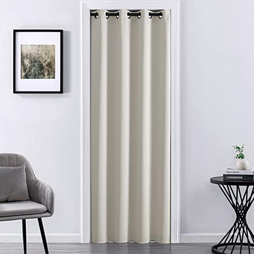 XTMYI Ivory Blackout Doorway Curtain 80 Inches Long for Bedroom Window Bathroom Door Dressing Changing Fitting Living Room Boho Decor,Cream Colored Off White