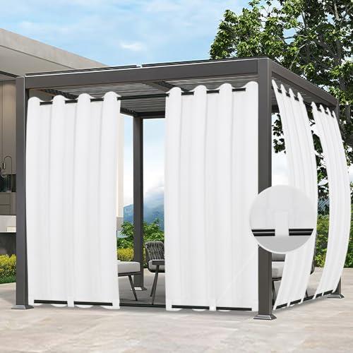 Easy-Going Outdoor Curtains Waterproof Windproof Weatherproof Curtain for Patio, Cabana, Porch, Pergola and Gazebo, Grommet Top and Tab Bottom Drape, 1 Panel, 54x84 inch, White