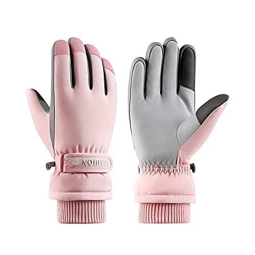 Andiker Women Winter Ski Gloves, Waterproof Touchscreen Snowboard Gloves, Windproof Warm Snow Gloves for Skiing Running and Cycling (Pink)