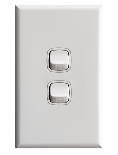 HPM Excel 10A 2 Gang Rocker Switch, White, (CDXL770/2WEWE)