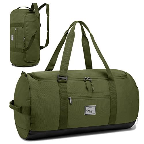 Lyweem 60L Duffle Bag for Men Travel Duffel Bag Large Size for Women Weekender Overnight with Shoes Compartment Multifunctional Gym Bags, Green, 60L