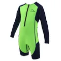 Aquasphere Stingray Long Sleeve Kids Wetsuit - Keeps Kids Warm & 100% UV Protection - Freedom of Movement in & Out of Water | Unisex Children, Size 12, Bright Green/Navy Blue
