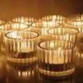 VOHO Clear Tealight Candle Holder Set of 12, Clear Glass Tealight Candle Holders for Wedding Party, Tea Light Candles Holder Bulk for Home Decor(2'' x 1.4'', Clear)