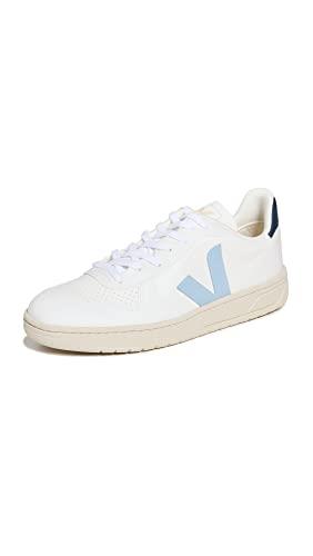 Veja Men's V-10 Sneakers, White/Steel/Nautico, 8