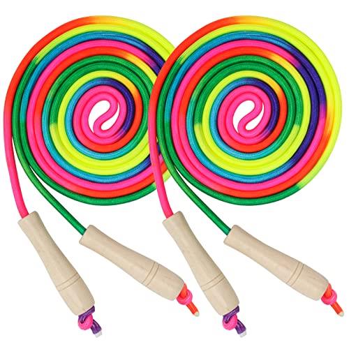 Coolrunner 16 FT Long Jump Rope(2 PACK), Double Dutch Jump Rope, Soft Beaded Skipping Rope for Kids Adults, Plastic Segmented Jump Rope, Long Enough for 4-5 Jumpers (Rainbow)