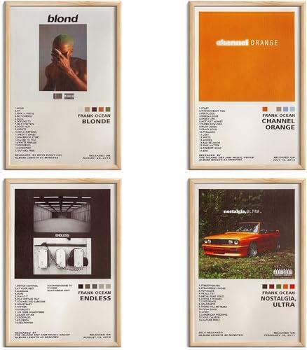 ManRule Frank Ocean Posters Set of 4 Album Cover Posters Music Posters for Room Aesthetic Canvas Wall Art for Teens Room Decor UNFRAMED (Frank Ocean),8 x 10 Inch