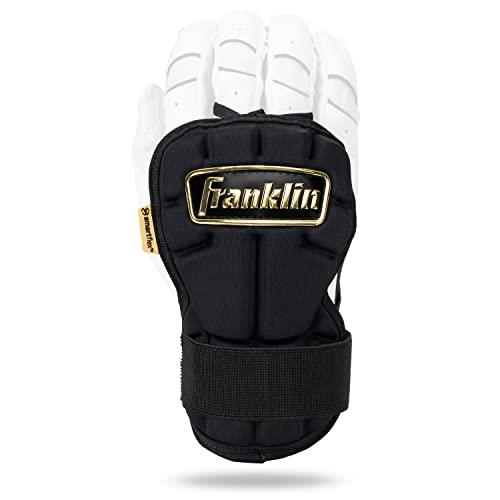 Franklin Sports Baseball Hand + Wrist Guard - PRT LG Series Adult Hand + Wrist Protector for Batting - Protective Hand, Wrist Shield - Right + Left Hand Hitters - Black + Gold - One Size - Adult