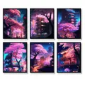 QQQDADA Japanese Wall Art Prints Set of 6 Anime Posters Abstract Illustration Wall Art Comic Sakura Picture Fashion Canvas Art Painting for Living Room Bedroom Wall Decor (8''x10'' UNFRAMED)