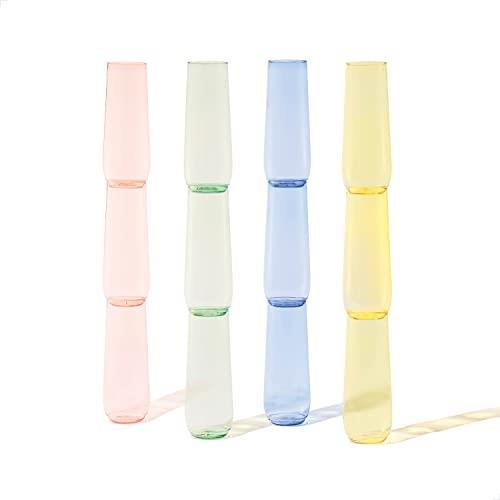 TOSSWARE POP 9oz Flute - Color Series Set of 12, Premium Quality, Recyclable, Unbreakable & Crystal Clear Plastic Champagne Glasses
