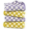 Hand Towel Set Checkered, Soft Quick Dry Bathroom Hand Towels 2 Colors 4 Pack, Cotton Kitchen Towels for Hand, Cute Towels for The Whole Family