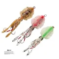 iLure Squid Jig Saltwater Ultimate Ultimate Squid Lures Soft Luminous Octopus Trolling Artificial Rigged Bait with Hook Octopus Jig 3pcs ([Green + Pink + Orange] 3 with Hooks)