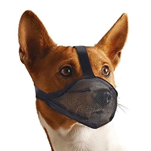 Whongkidz Dog Muzzle for Extra Small Sized Dogs, Air Mesh Dog Mouth Cover Allow Drinking No Biting Chewing for Dogs That Eat Everything (Black, XS)