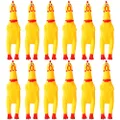 Xeehwb 12 Pcs Rubber Chicken,Squeeze Chicken,Screaming Chicken Dog Toys,Yellow Squaking Chicken Toy Novelty for Kids or Adults (6.3 inch)