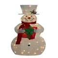 Swish Collection White Mesh Outdoor Christmas Snowman with Lights, 120 cm
