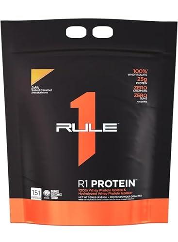 Rule1 R1 100% Whey Protein Isolate and Hydrolysate Protein Powder 9.99 lb, Lightly Salted Caramel (151 Servings)