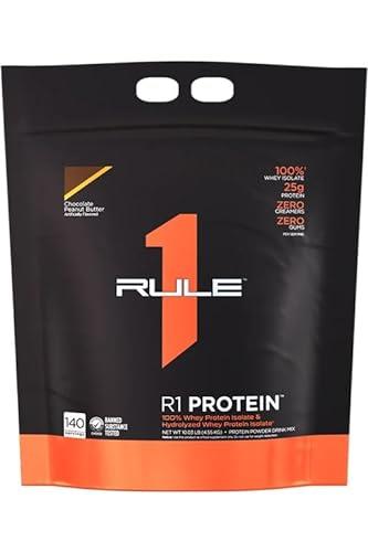 Rule1 R1 100% Whey Protein Isolate and Hydrolysate Protein Powder 10.03 lb, Chocolate Peanut Butter (140 Servings)