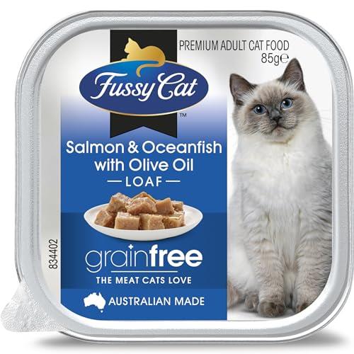 Fussy Cat Grain Free Adult Wet Cat Food Salmon & Oceanfish & Olive Oil 85g (Pack of 24)