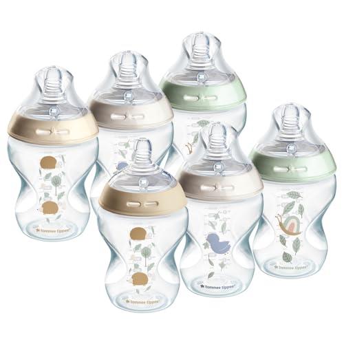 Tommee Tippee Baby Bottles, Natural Start Anti-Colic Baby Bottle with Slow Flow Breast-Like Teat, 260ml, 0m+, Self-Sterilising, Baby Feeding Essentials, Pond, Pack of 6