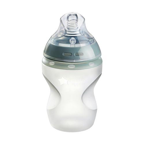 Tommee Tippee Baby Bottles, Natural Start Silicone Anti-Colic Baby Bottle with Slow Flow Breast-Like Teat, 260ml, 0+ Months, Self-Sterilising, Baby Feeding Essentials, 1 Pack