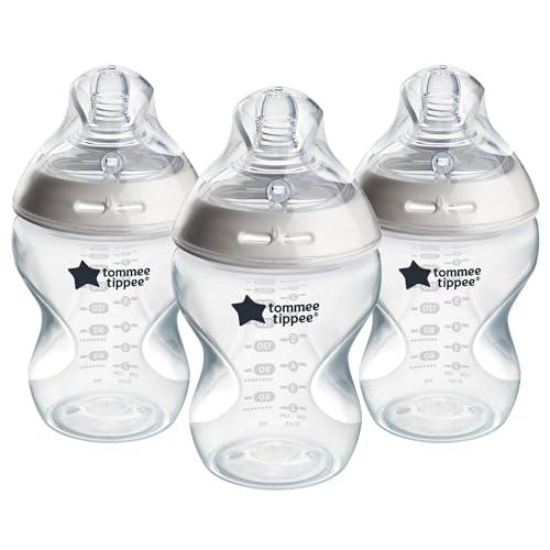 Tommee Tippee Baby Bottles, Natural Start Anti-Colic Baby Bottle with Slow Flow Breast-Like Teat, 260ml, 0m+, Self-Sterilising, Baby Feeding Essentials, Pack of 3