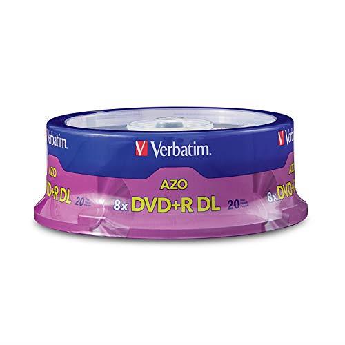 Verbatim DVD+R DL AZO 8.5GB 8x-10x Branded Double Layer Recordable Disc, 20-Disc Spindle 95310