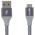 Amazon Basics Micro USB to USB-A 2.0 Fast Charging Cable, Nylon Braided Cord, 480Mbps Transfer Speed, 1.8 meters, Dark Gray