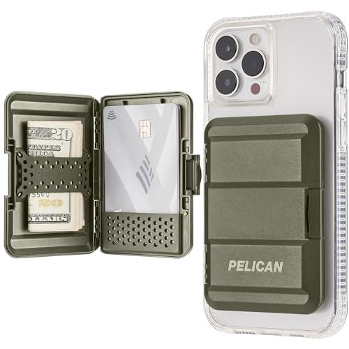 Pelican Magnetic Wallet/Card Holder - Heavy Duty Snap-on MagSafe Detachable Hard Shell Lightweight iPhone Wallet - for iPhone 14 Pro Max/ 14 Pro/ 14/13 Pro Max/ 13 Pro/ 12 Pro Max - OD Green