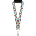 Buckle-Down Lanyard, Fox Face Scattered Sky Blue/Multicolour, 22 Inch Length x 1 Inch Width