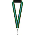 Buckle-Down Lanyard, Stripes Brown/Green/Baby Blue, 22 Inch Length x 1 Inch Width